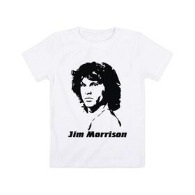 Детская футболка хлопок с принтом Jim Morrison , 100% хлопок | круглый вырез горловины, полуприлегающий силуэт, длина до линии бедер | Тематика изображения на принте: morrison | джим морисон | лицо jim morrison | лицо джима морисона | морисон