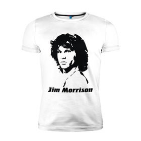 Мужская футболка премиум с принтом Jim Morrison , 92% хлопок, 8% лайкра | приталенный силуэт, круглый вырез ворота, длина до линии бедра, короткий рукав | Тематика изображения на принте: morrison | джим морисон | лицо jim morrison | лицо джима морисона | морисон