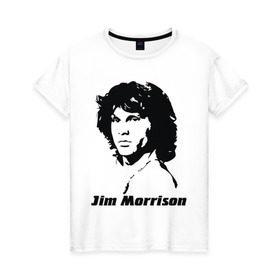 Женская футболка хлопок с принтом Jim Morrison , 100% хлопок | прямой крой, круглый вырез горловины, длина до линии бедер, слегка спущенное плечо | morrison | джим морисон | лицо jim morrison | лицо джима морисона | морисон