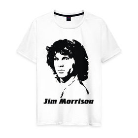 Мужская футболка хлопок с принтом Jim Morrison , 100% хлопок | прямой крой, круглый вырез горловины, длина до линии бедер, слегка спущенное плечо. | morrison | джим морисон | лицо jim morrison | лицо джима морисона | морисон
