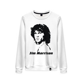 Женский свитшот хлопок с принтом Jim Morrison , 100% хлопок | прямой крой, круглый вырез, на манжетах и по низу широкая трикотажная резинка  | morrison | джим морисон | лицо jim morrison | лицо джима морисона | морисон