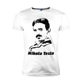 Мужская футболка премиум с принтом Nikola Tesla , 92% хлопок, 8% лайкра | приталенный силуэт, круглый вырез ворота, длина до линии бедра, короткий рукав | nikola tesla | знаменитая личность | знаменитость | никола тесла | портрет | тесла | ученый | физик