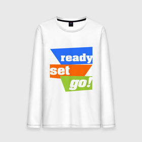 Мужской лонгслив хлопок с принтом Ready, set, go , 100% хлопок |  | 