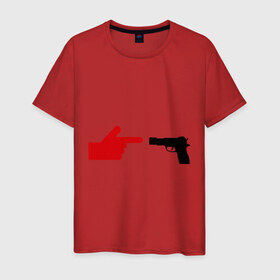 Мужская футболка хлопок с принтом Рука и пистолет , 100% хлопок | прямой крой, круглый вырез горловины, длина до линии бедер, слегка спущенное плечо. | 