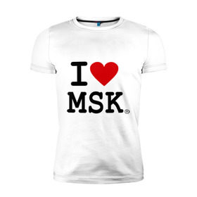 Мужская футболка премиум с принтом I love MSK (Moscow) , 92% хлопок, 8% лайкра | приталенный силуэт, круглый вырез ворота, длина до линии бедра, короткий рукав | i love | moscow | russia | москва | россия | столица | я люблю москву