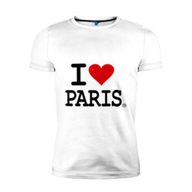 Мужская футболка премиум с принтом I love Paris , 92% хлопок, 8% лайкра | приталенный силуэт, круглый вырез ворота, длина до линии бедра, короткий рукав | Тематика изображения на принте: i love | i love paris | европа | париж | франция | французский | я люблю париж