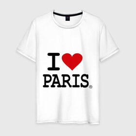 Мужская футболка хлопок с принтом I love Paris , 100% хлопок | прямой крой, круглый вырез горловины, длина до линии бедер, слегка спущенное плечо. | Тематика изображения на принте: i love | i love paris | европа | париж | франция | французский | я люблю париж