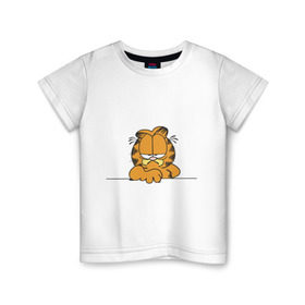 Детская футболка хлопок с принтом Гарфилд (6) , 100% хлопок | круглый вырез горловины, полуприлегающий силуэт, длина до линии бедер | garfield | гарфилд