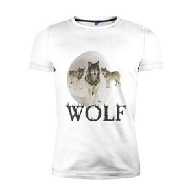 Мужская футболка премиум с принтом Волк , 92% хлопок, 8% лайкра | приталенный силуэт, круглый вырез ворота, длина до линии бедра, короткий рукав | волк | волкwolf | волки | охота | стая волков | три волка | хищники