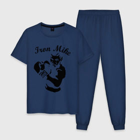 Мужская пижама хлопок с принтом Майк Тайсон , 100% хлопок | брюки и футболка прямого кроя, без карманов, на брюках мягкая резинка на поясе и по низу штанин
 | mike tyson | железный майк