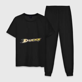 Мужская пижама хлопок с принтом Anaheim Ducks Selanne , 100% хлопок | брюки и футболка прямого кроя, без карманов, на брюках мягкая резинка на поясе и по низу штанин
 | anaheim ducks | nxl | калифорния | нацинальная лига | нхл | сша | хокей | хоккей