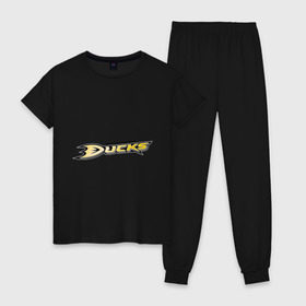 Женская пижама хлопок с принтом Anaheim Ducks Selanne , 100% хлопок | брюки и футболка прямого кроя, без карманов, на брюках мягкая резинка на поясе и по низу штанин | anaheim ducks | nxl | калифорния | нацинальная лига | нхл | сша | хокей | хоккей