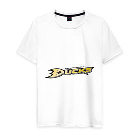 Мужская футболка хлопок с принтом Anaheim Ducks Selanne , 100% хлопок | прямой крой, круглый вырез горловины, длина до линии бедер, слегка спущенное плечо. | Тематика изображения на принте: anaheim ducks | nxl | калифорния | нацинальная лига | нхл | сша | хокей | хоккей