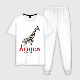 Мужская пижама хлопок с принтом Africa , 100% хлопок | брюки и футболка прямого кроя, без карманов, на брюках мягкая резинка на поясе и по низу штанин
 | africa | giraffa | safari | африка | животные | жираф | сафари