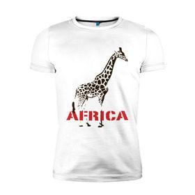 Мужская футболка премиум с принтом Africa , 92% хлопок, 8% лайкра | приталенный силуэт, круглый вырез ворота, длина до линии бедра, короткий рукав | Тематика изображения на принте: africa | giraffa | safari | африка | животные | жираф | сафари