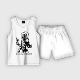 Детская пижама с шортами хлопок с принтом Iron Maden с демоном ,  |  | iron maden | rock | демон | панк | рок | эмблема iron maden