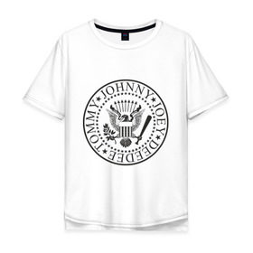 Мужская футболка хлопок Oversize с принтом Ramones герб , 100% хлопок | свободный крой, круглый ворот, “спинка” длиннее передней части | heavy metal | metal | muse | rock | trash metal | альтернатива | квартет | лица | метал | рок | рок группа | рок группы | трэш метал | хеви метал