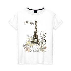Женская футболка хлопок с принтом Paris (2) , 100% хлопок | прямой крой, круглый вырез горловины, длина до линии бедер, слегка спущенное плечо | башня | париж | парижане | франция | французский | французы | эйфелева