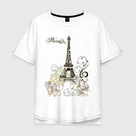 Мужская футболка хлопок Oversize с принтом Paris (2) , 100% хлопок | свободный крой, круглый ворот, “спинка” длиннее передней части | Тематика изображения на принте: башня | париж | парижане | франция | французский | французы | эйфелева