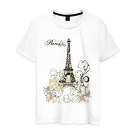 Мужская футболка хлопок с принтом Paris (2) , 100% хлопок | прямой крой, круглый вырез горловины, длина до линии бедер, слегка спущенное плечо. | башня | париж | парижане | франция | французский | французы | эйфелева