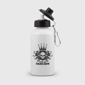 Бутылка спортивная с принтом King of Dark Side , металл | емкость — 500 мл, в комплекте две пластиковые крышки и карабин для крепления | king of dark side | король темной стороны | череп
