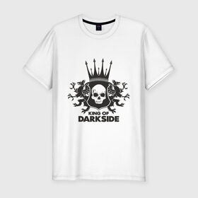 Мужская футболка премиум с принтом King of Dark Side , 92% хлопок, 8% лайкра | приталенный силуэт, круглый вырез ворота, длина до линии бедра, короткий рукав | Тематика изображения на принте: king of dark side | король темной стороны | череп