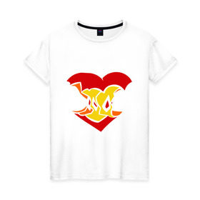 Женская футболка хлопок с принтом Огрызок яблока , 100% хлопок | прямой крой, круглый вырез горловины, длина до линии бедер, слегка спущенное плечо | любовь | огрызок | огрызок яблока | сердце | яблоко