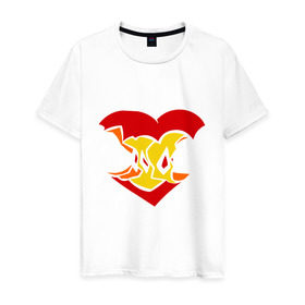 Мужская футболка хлопок с принтом Огрызок яблока , 100% хлопок | прямой крой, круглый вырез горловины, длина до линии бедер, слегка спущенное плечо. | любовь | огрызок | огрызок яблока | сердце | яблоко