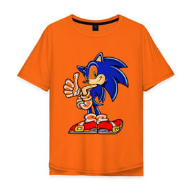 Мужская футболка хлопок Oversize с принтом Sonic (2) , 100% хлопок | свободный крой, круглый ворот, “спинка” длиннее передней части | sega | sonic | super sonic | видеоигры | еж | приставки | соник