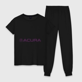 Женская пижама хлопок с принтом Acura , 100% хлопок | брюки и футболка прямого кроя, без карманов, на брюках мягкая резинка на поясе и по низу штанин | 