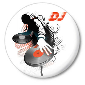 Значок с принтом DJ Blak ,  металл | круглая форма, металлическая застежка в виде булавки | Тематика изображения на принте: dj | music | sound | ди джей | диджей | музыка | трек