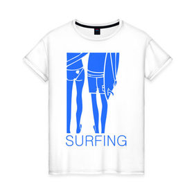 Женская футболка хлопок с принтом Surfing (3) , 100% хлопок | прямой крой, круглый вырез горловины, длина до линии бедер, слегка спущенное плечо | surf | surfing | волна | серф | серфер | серфинг
