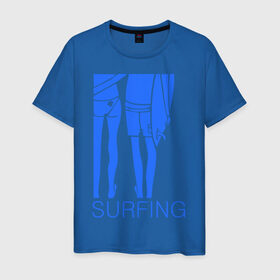 Мужская футболка хлопок с принтом Surfing (3) , 100% хлопок | прямой крой, круглый вырез горловины, длина до линии бедер, слегка спущенное плечо. | Тематика изображения на принте: surf | surfing | волна | серф | серфер | серфинг