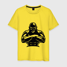Мужская футболка хлопок с принтом Бодибилдер , 100% хлопок | прямой крой, круглый вырез горловины, длина до линии бедер, слегка спущенное плечо. | 
