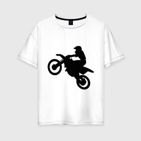 Женская футболка хлопок Oversize с принтом Мотоцикл (мотокросс) , 100% хлопок | свободный крой, круглый ворот, спущенный рукав, длина до линии бедер
 | байк | байкер | мото | мотогонки | мотокросс | мотоцикл