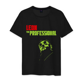 Мужская футболка хлопок с принтом Leon the Professional , 100% хлопок | прямой крой, круглый вырез горловины, длина до линии бедер, слегка спущенное плечо. | Тематика изображения на принте: 