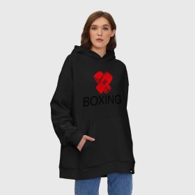 Худи SuperOversize хлопок с принтом Boxing (2) , 70% хлопок, 30% полиэстер, мягкий начес внутри | карман-кенгуру, эластичная резинка на манжетах и по нижней кромке, двухслойный капюшон
 | емельяненко