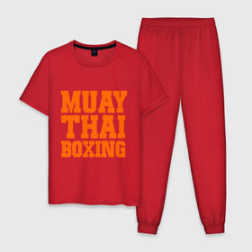 Мужская пижама хлопок с принтом Muay Thai Boxing , 100% хлопок | брюки и футболка прямого кроя, без карманов, на брюках мягкая резинка на поясе и по низу штанин
 | емельяненко | муай тай