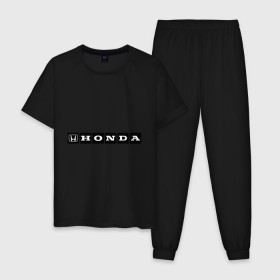 Мужская пижама хлопок с принтом HondaDromBanda (1) , 100% хлопок | брюки и футболка прямого кроя, без карманов, на брюках мягкая резинка на поясе и по низу штанин
 | honda drom banda | банда | хонда