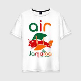 Женская футболка хлопок Oversize с принтом Самолетик , 100% хлопок | свободный крой, круглый ворот, спущенный рукав, длина до линии бедер
 | jamaica | самолет | самолетик | ямайка