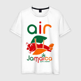 Мужская футболка хлопок с принтом Самолетик , 100% хлопок | прямой крой, круглый вырез горловины, длина до линии бедер, слегка спущенное плечо. | jamaica | самолет | самолетик | ямайка