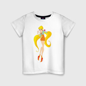 Детская футболка хлопок с принтом Stella , 100% хлопок | круглый вырез горловины, полуприлегающий силуэт, длина до линии бедер | stella | stellaвинкс | winx | стелла