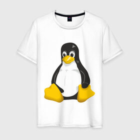 Мужская футболка хлопок с принтом Linux (7) , 100% хлопок | прямой крой, круглый вырез горловины, длина до линии бедер, слегка спущенное плечо. | пингвин