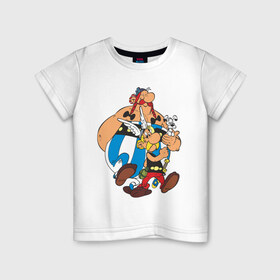 Детская футболка хлопок с принтом Asterix&Obelix (3) , 100% хлопок | круглый вырез горловины, полуприлегающий силуэт, длина до линии бедер | астерикс | астерикс и обеликс | обеликс