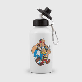 Бутылка спортивная с принтом Asterix&Obelix (3) , металл | емкость — 500 мл, в комплекте две пластиковые крышки и карабин для крепления | астерикс | астерикс и обеликс | обеликс