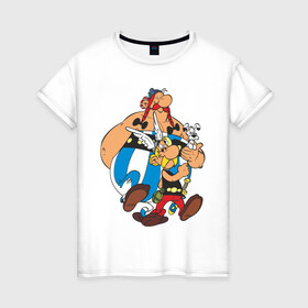 Женская футболка хлопок с принтом Asterix&Obelix (3) , 100% хлопок | прямой крой, круглый вырез горловины, длина до линии бедер, слегка спущенное плечо | астерикс | астерикс и обеликс | обеликс