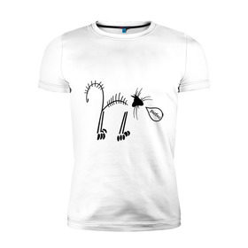 Мужская футболка премиум с принтом Кот рыбак , 92% хлопок, 8% лайкра | приталенный силуэт, круглый вырез ворота, длина до линии бедра, короткий рукав | кот рыбаккот | котик | котэ | кошак | рыба | рыбак | рыбка