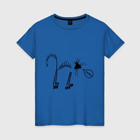 Женская футболка хлопок с принтом Кот рыбак , 100% хлопок | прямой крой, круглый вырез горловины, длина до линии бедер, слегка спущенное плечо | кот рыбаккот | котик | котэ | кошак | рыба | рыбак | рыбка