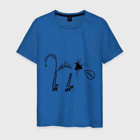 Мужская футболка хлопок с принтом Кот рыбак , 100% хлопок | прямой крой, круглый вырез горловины, длина до линии бедер, слегка спущенное плечо. | кот рыбаккот | котик | котэ | кошак | рыба | рыбак | рыбка