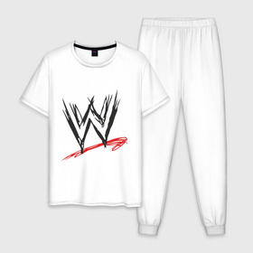 Мужская пижама хлопок с принтом WWE , 100% хлопок | брюки и футболка прямого кроя, без карманов, на брюках мягкая резинка на поясе и по низу штанин
 | джон сина
